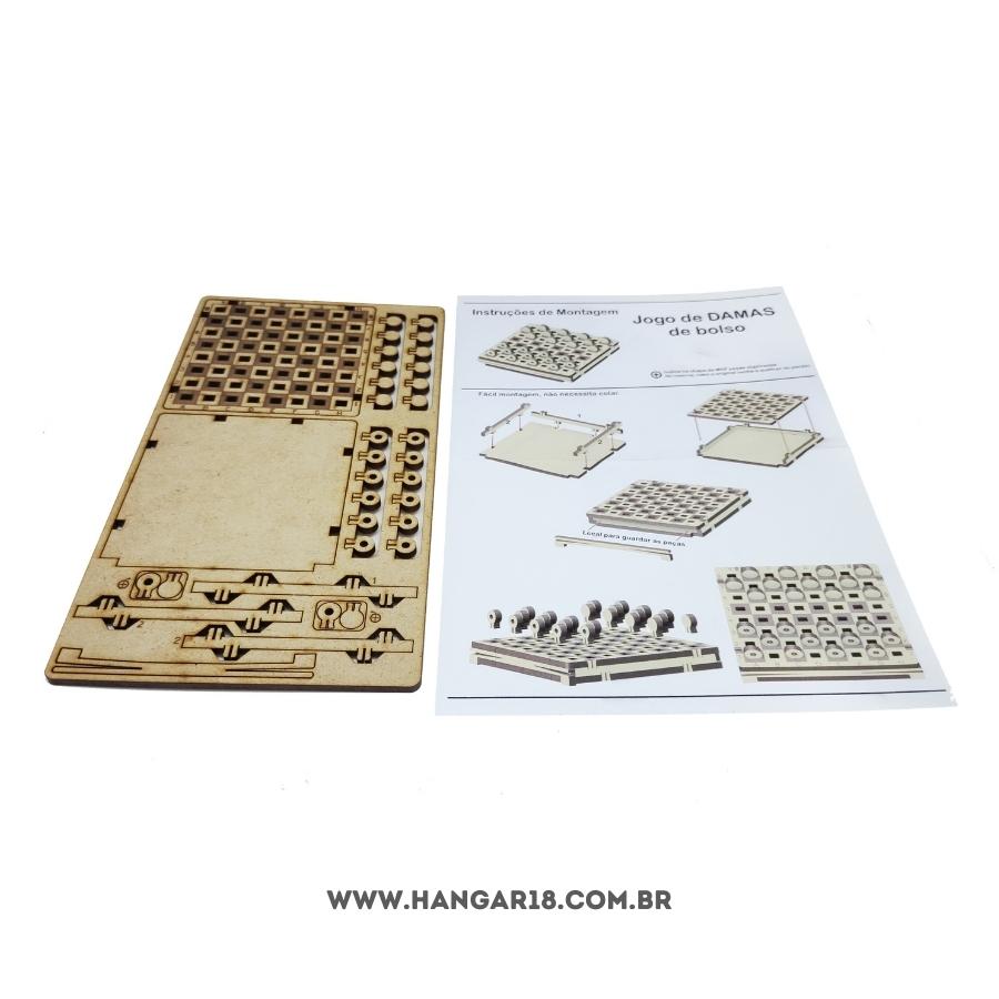 JOGO DE DAMAS PORTATIL DE BOLSO DESMONTADO MDF
