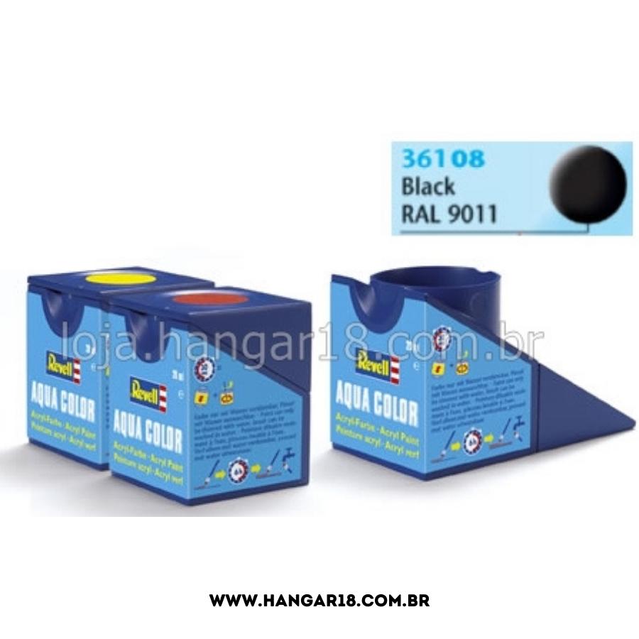 TINTA REVELL ACRILICA 36108 PRETO FOSCO 14ML