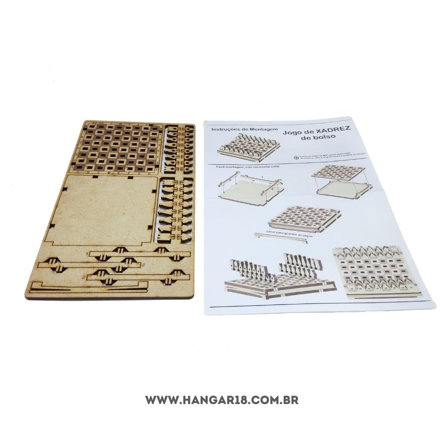JOGO DE XADREZ PORTATIL DE BOLSO DESMONTADO MDF