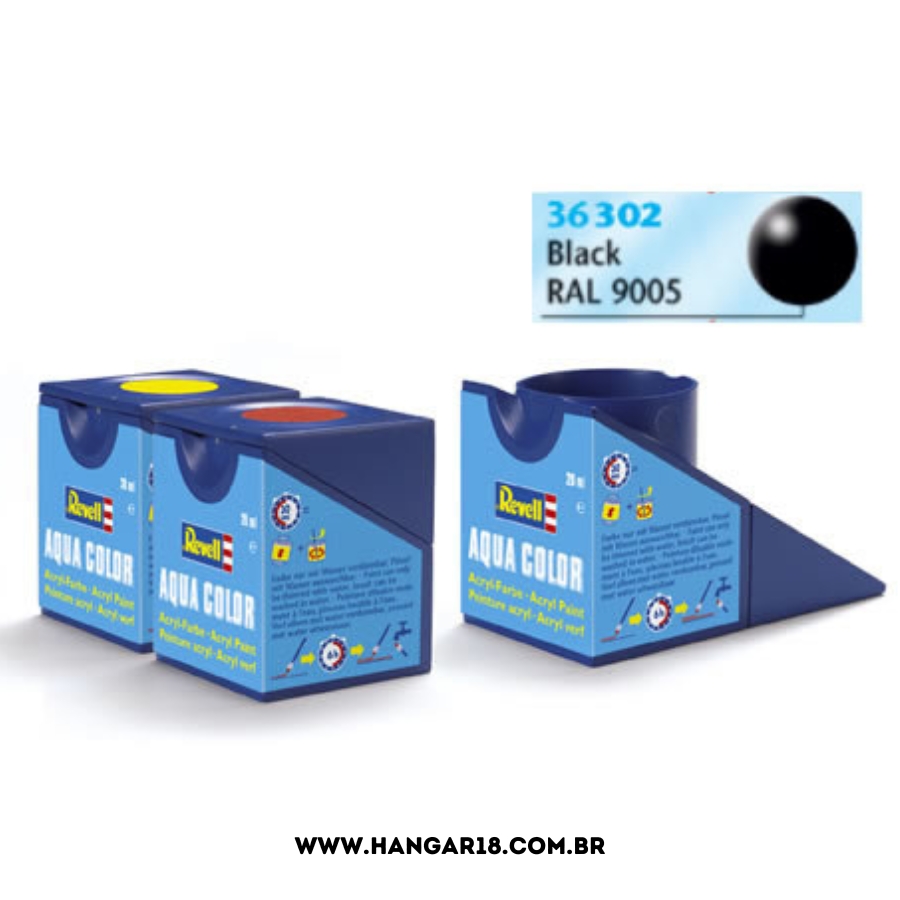 TINTA REVELL ACRILICA 36302 PRETO ACETINADO 14ML