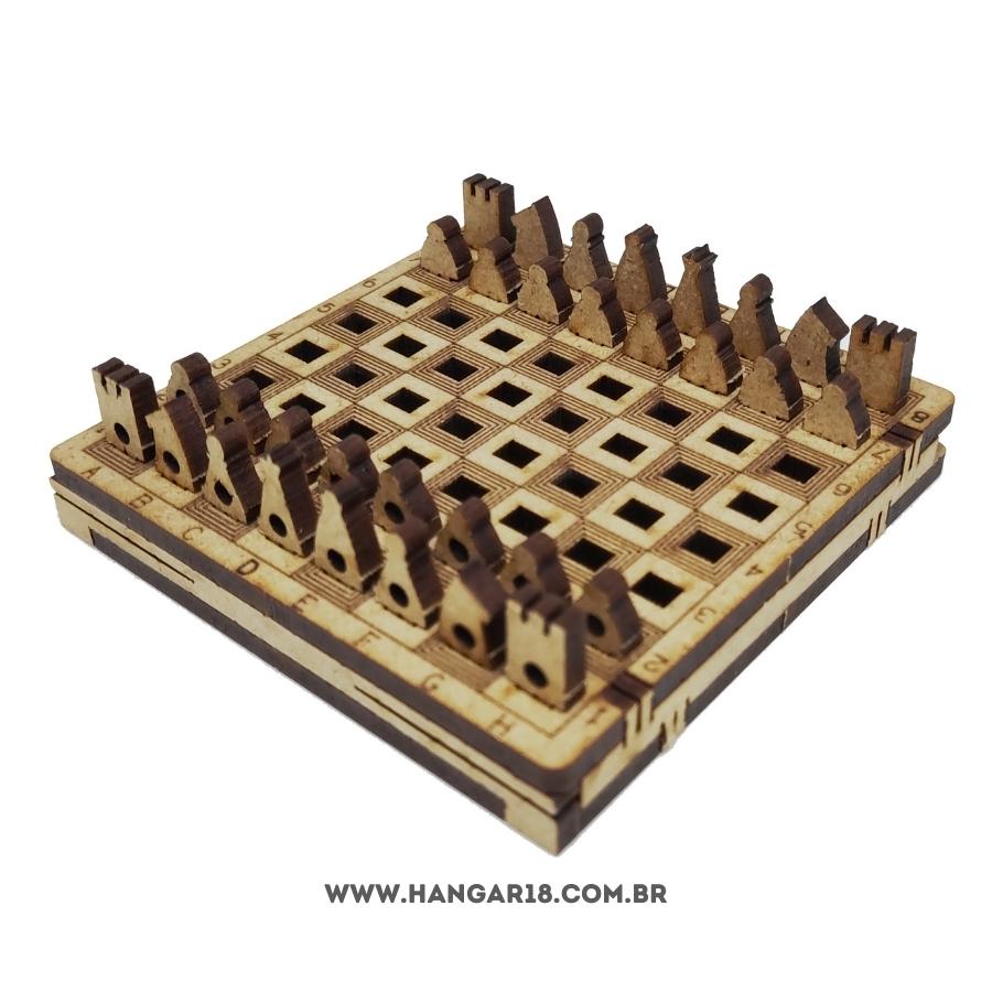 JOGO DE XADREZ PORTATIL DE BOLSO DESMONTADO MDF